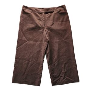 Ellen Tracy Brown Cropped Wide Leg Pants Size YKK Zipper Stretch Business Casual